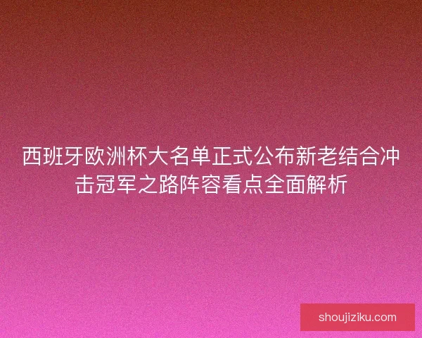 西班牙欧洲杯大名单正式公布新老结合冲击冠军之路阵容看点全面解析 西班牙欧洲杯大名单正式公布新老结合冲击冠军之路阵容看点全面解析