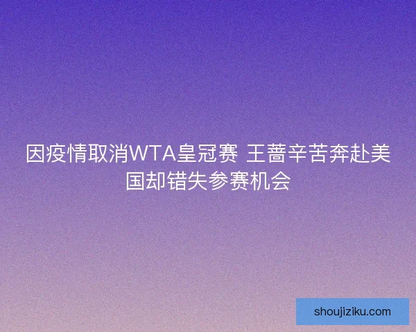 因疫情取消WTA皇冠赛 王蔷辛苦奔赴美国却错失参赛机会