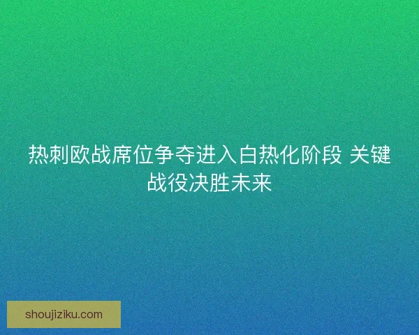 热刺欧战席位争夺进入白热化阶段 关键战役决胜未来 热刺欧战席位争夺进入白热化阶段 关键战役决胜未来